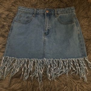 Distressed Fringe Skirt